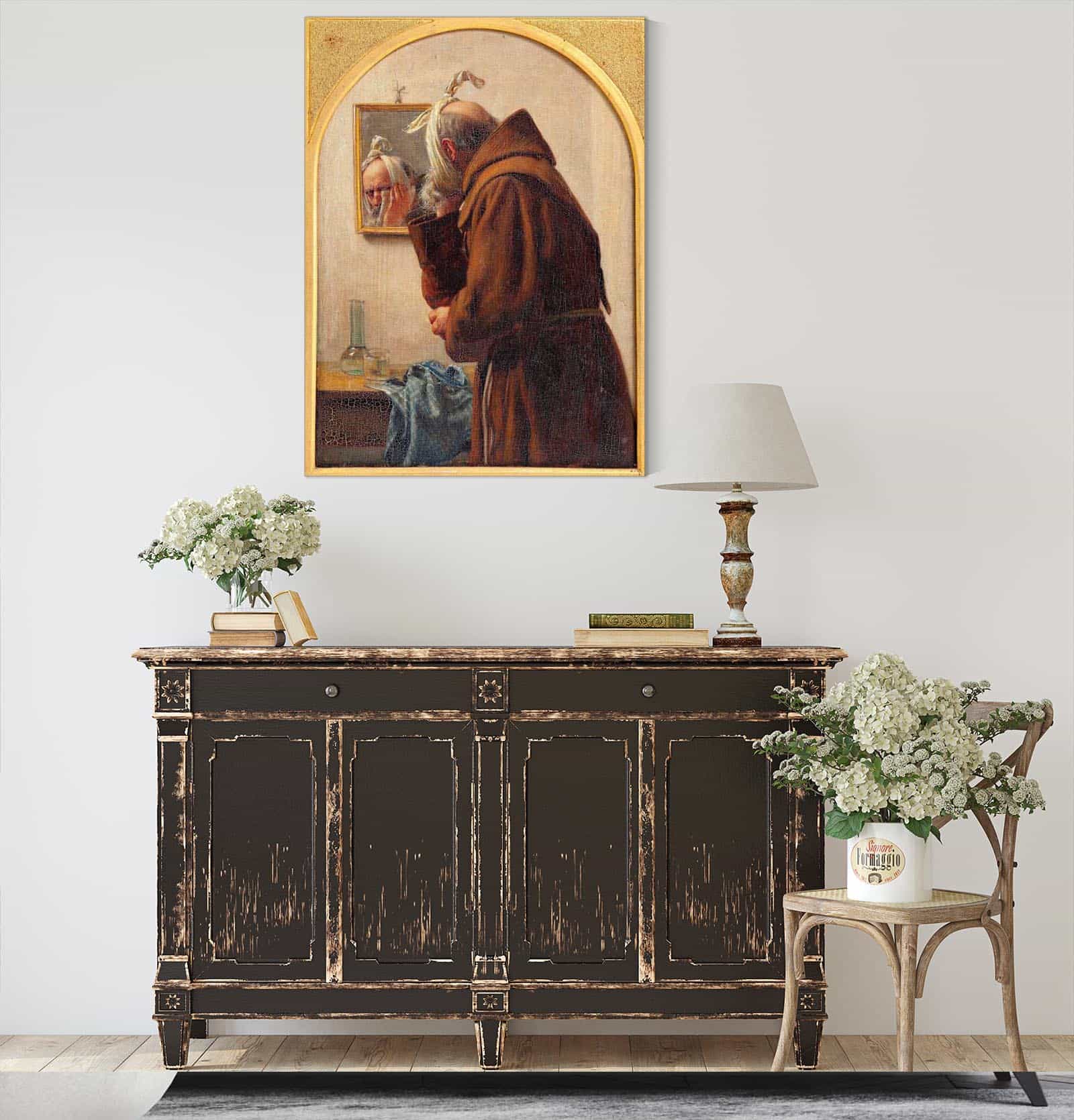 A Monk Examines Himself In A Mirror by Carl Bloch