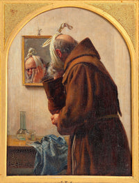 A Monk Examines Himself In A Mirror by Carl Bloch