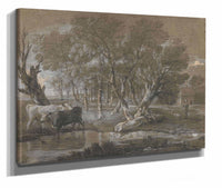 A Moonlit Landscape With Cattle By A Pool by Thomas Gainsborough