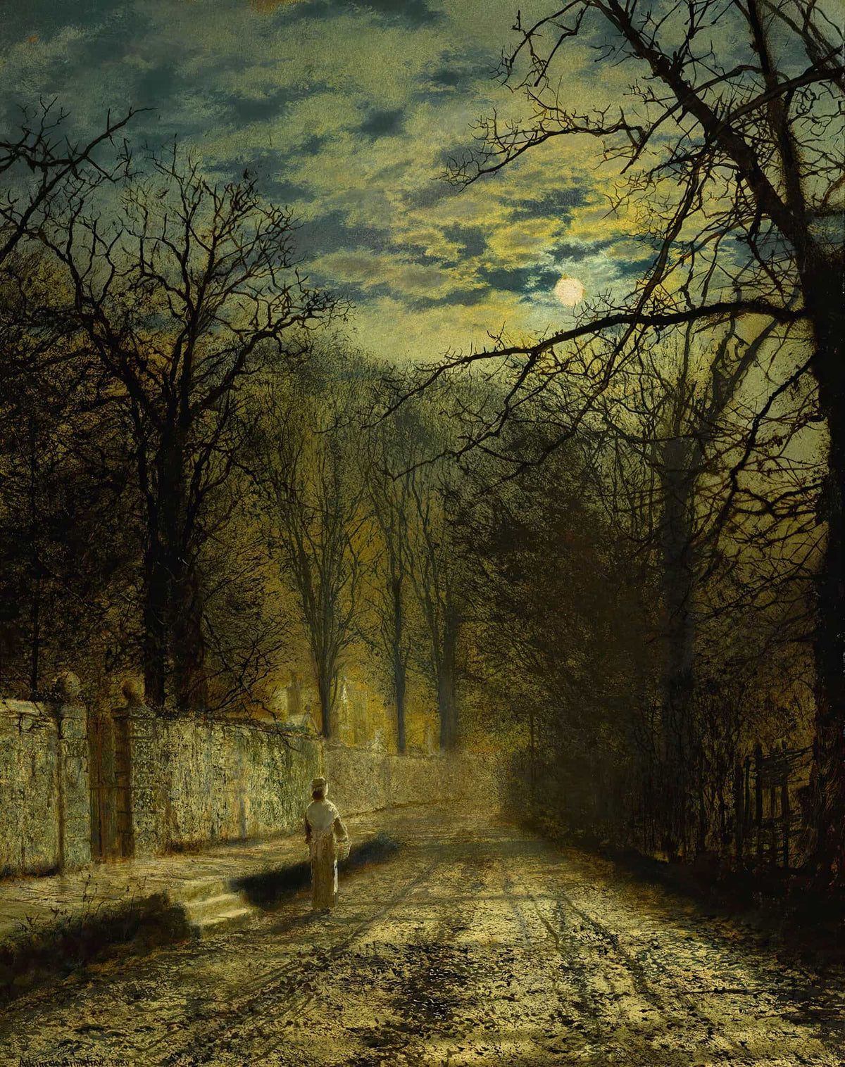 A Moonlit Street by John Atkinson Grimshaw