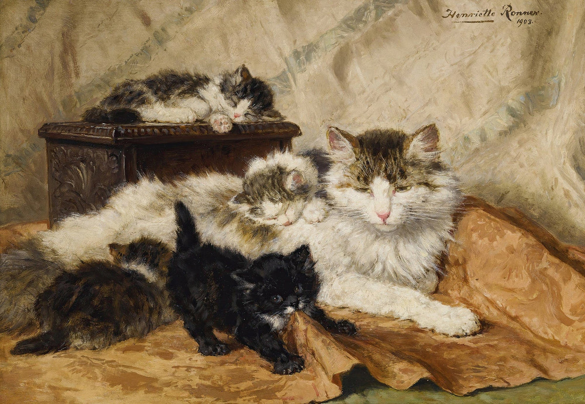 A Mother And Her Kittens by Henriette Ronner Knip