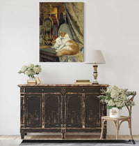 A Mother Cat And Her Kitten With A Bracket Clock by Henriette Ronner Knip