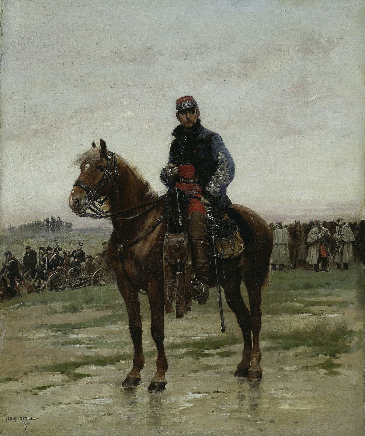 A Mounted Officer by Jean Baptiste Edouard Detaille