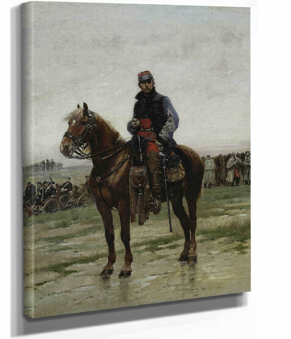 A Mounted Officer by Jean Baptiste Edouard Detaille