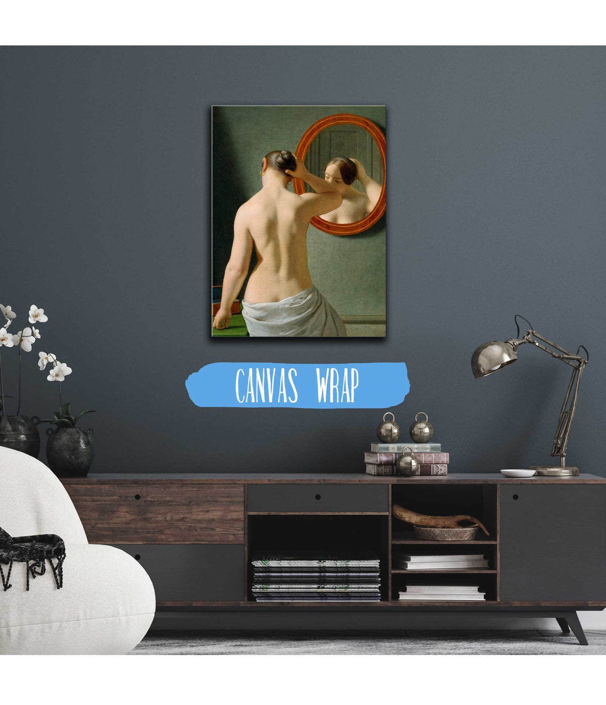 A Nude Woman Doing Her Hair Before A Mirror by Christoffer Wilhelm Eckersberg