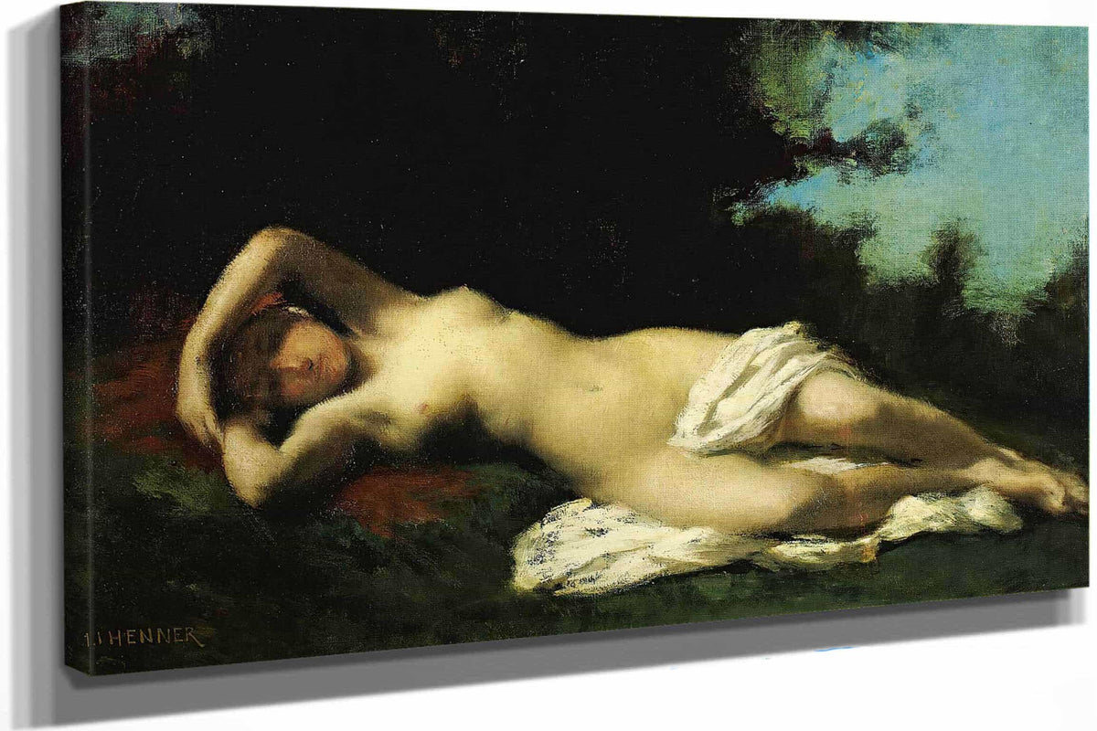 A Nymph In A Wooded Landscape by Jean Jacques Henner