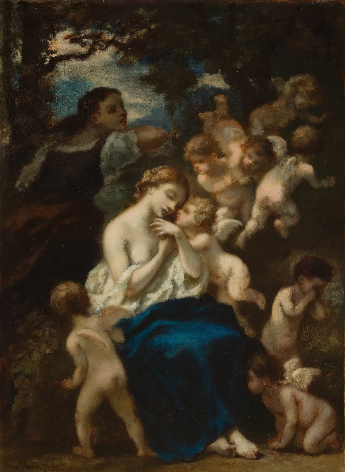 A Nymph With Cupids by Narcisse Virgile Diaz De La Pena