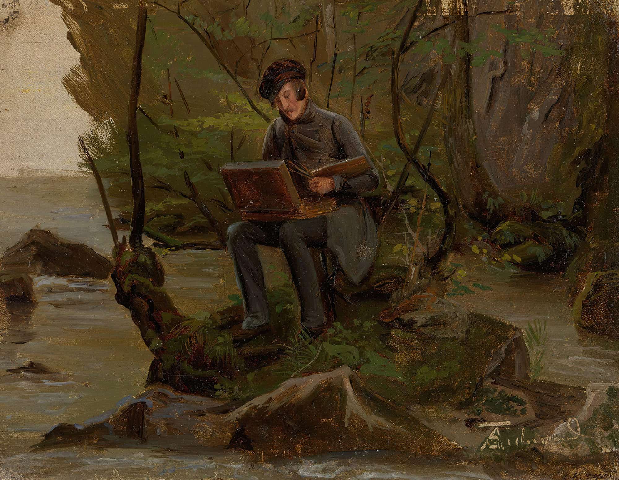 A Painter At His Paint Box by Adolph Tidemand