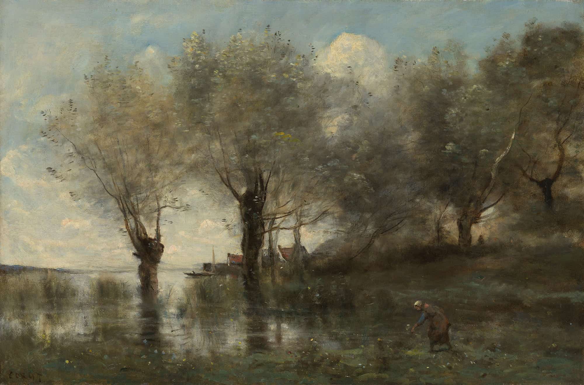 A Pond In Picardy by Jean Baptiste Camille Corot