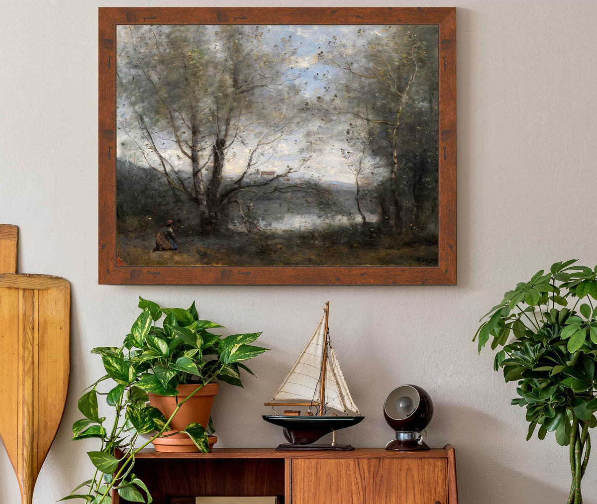 A Pond Seen Through The Trees  by Jean Baptiste Camille Corot