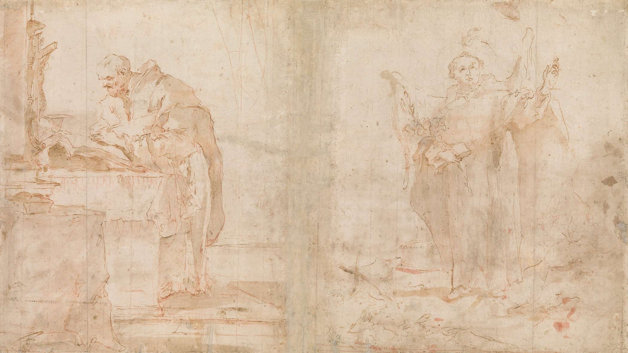 A Priest Celebrating Mass And Saint Vincent Ferrer Preaching   by Francesco Guardi
