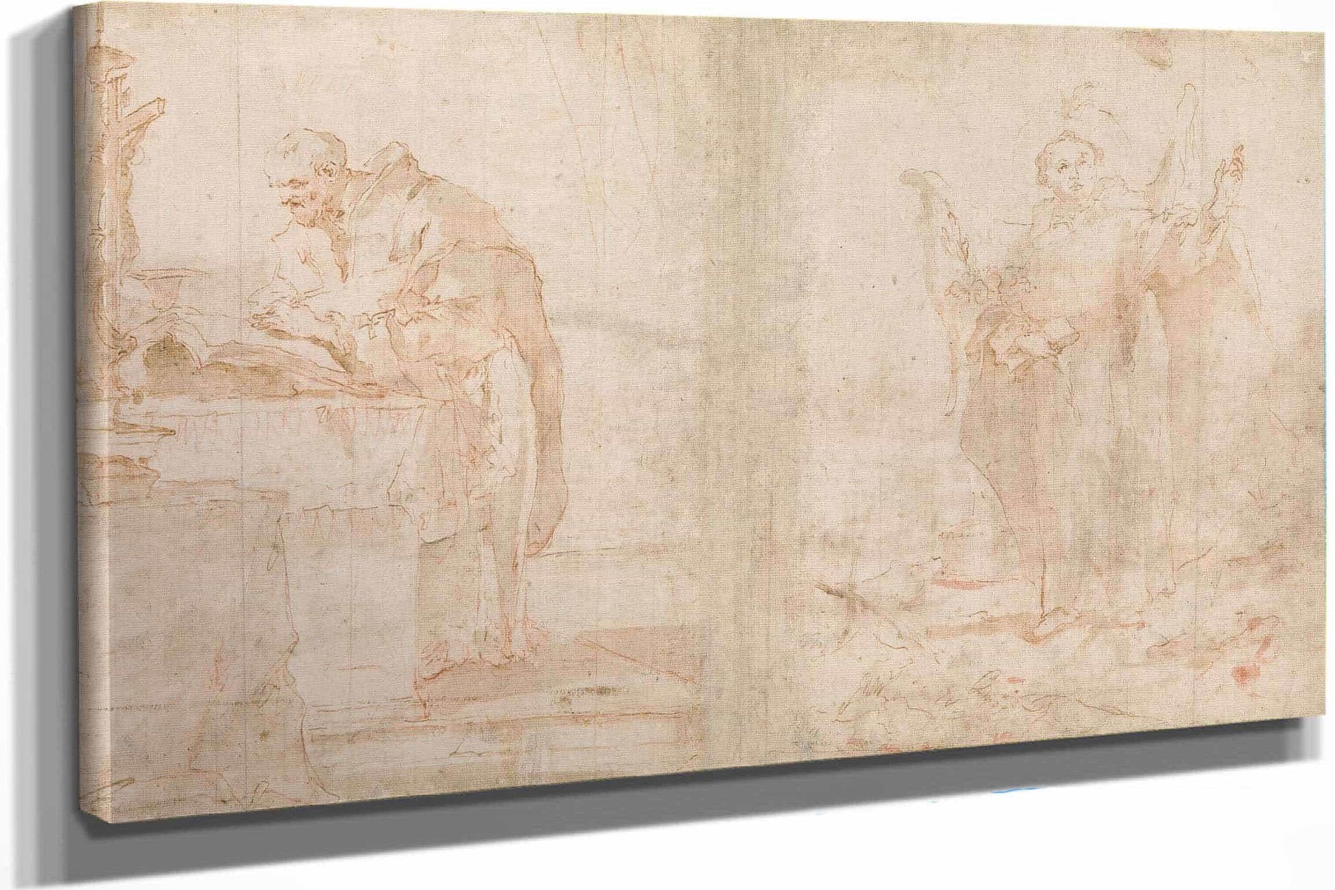 A Priest Celebrating Mass And Saint Vincent Ferrer Preaching   by Francesco Guardi