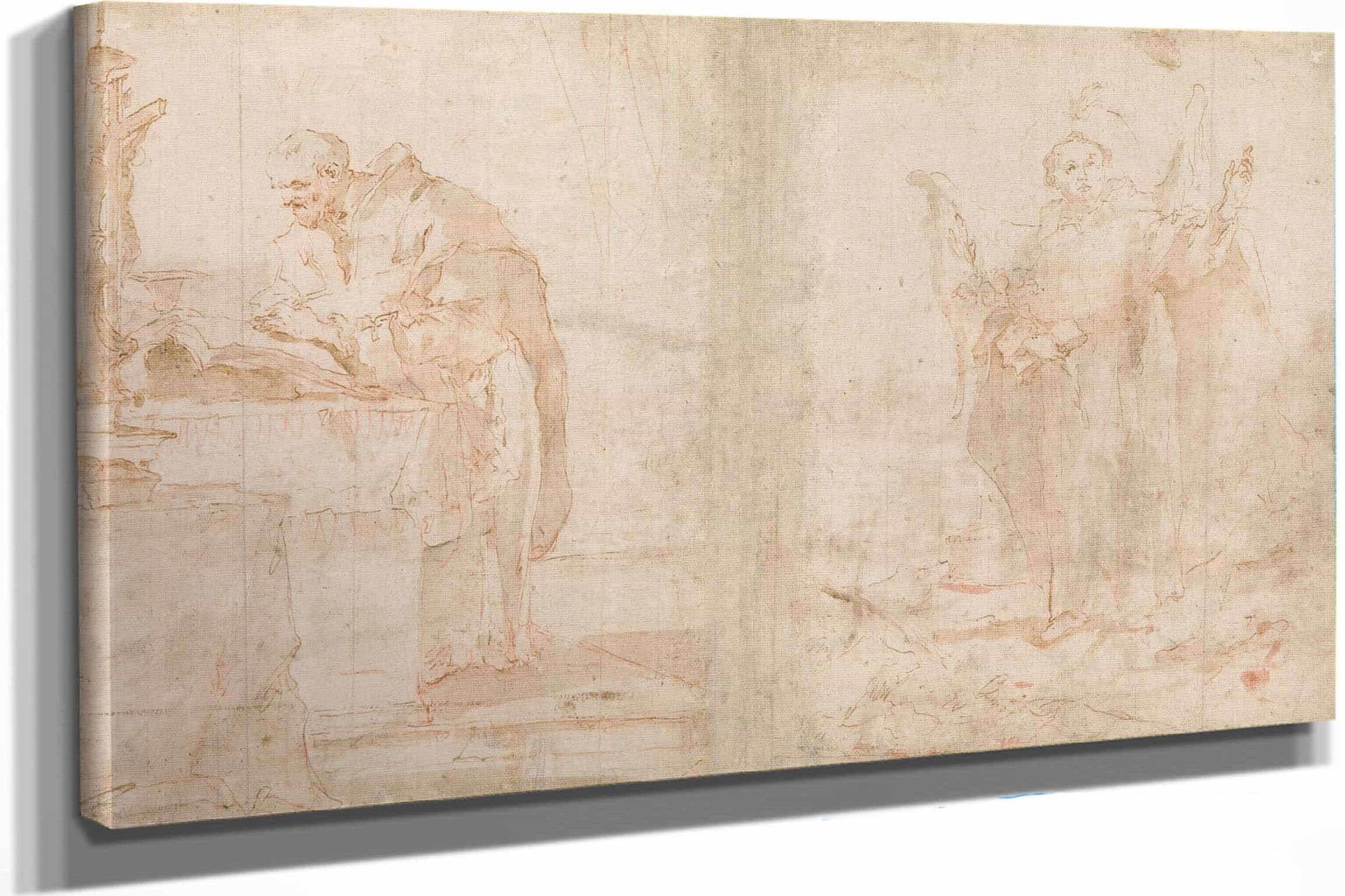 A Priest Celebrating Mass And Saint Vincent Ferrer Preaching   by Francesco Guardi