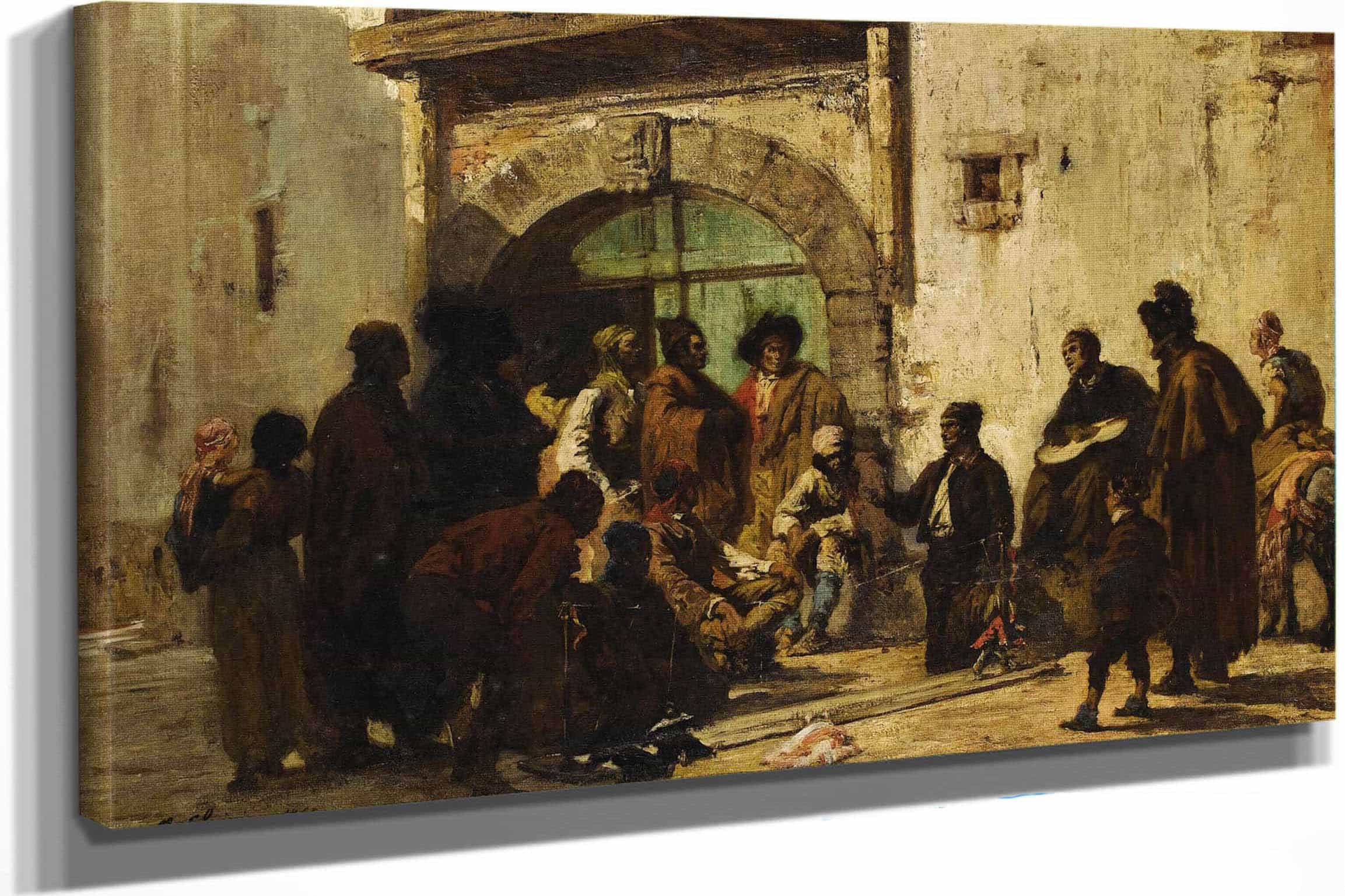 A Puppetshow On A Spanish Street by Georges Jules Victor Clairin