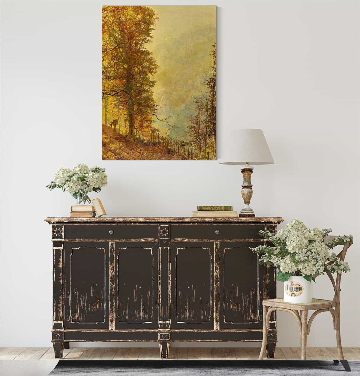 A Rabbit Hunter On A Riverside Road by John Atkinson Grimshaw