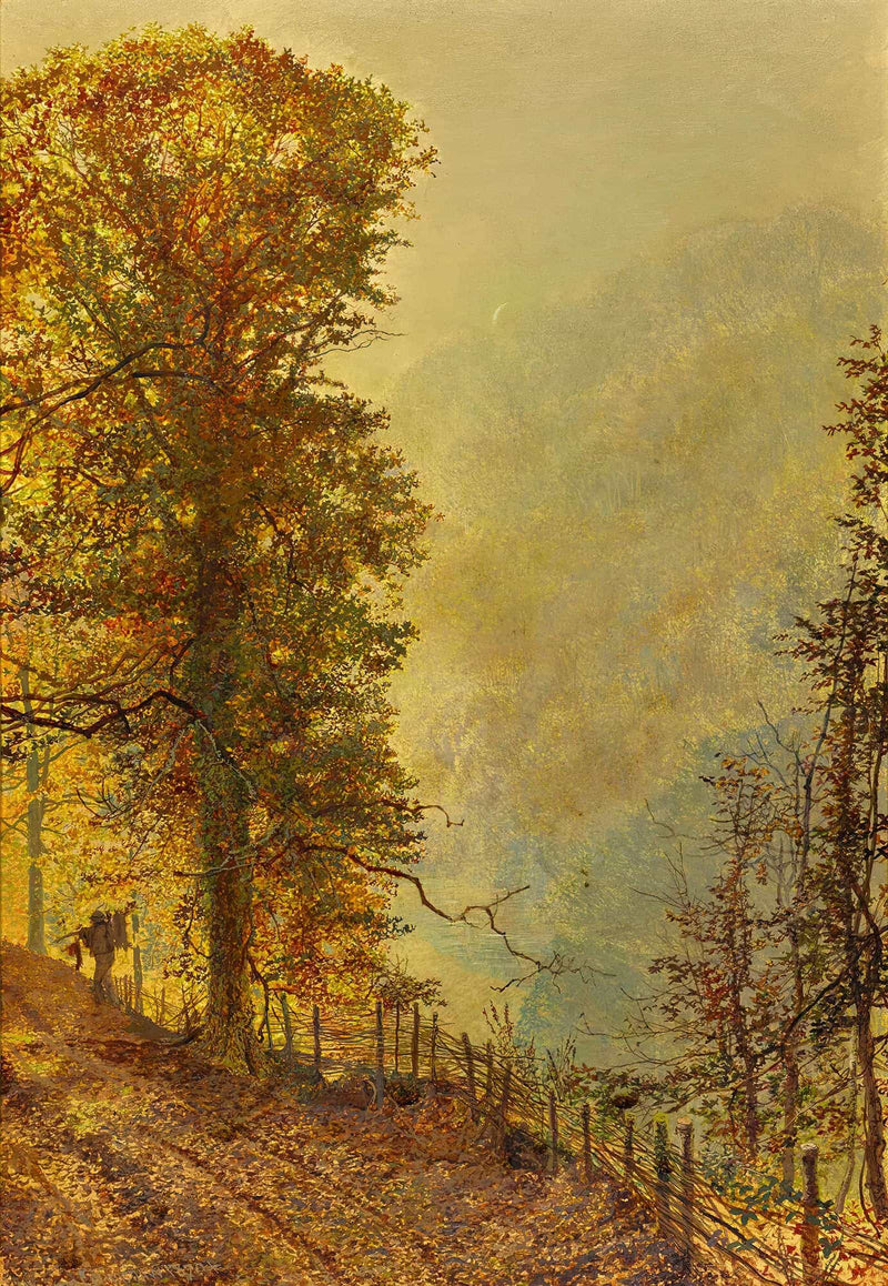 A Rabbit Hunter On A Riverside Road by John Atkinson Grimshaw