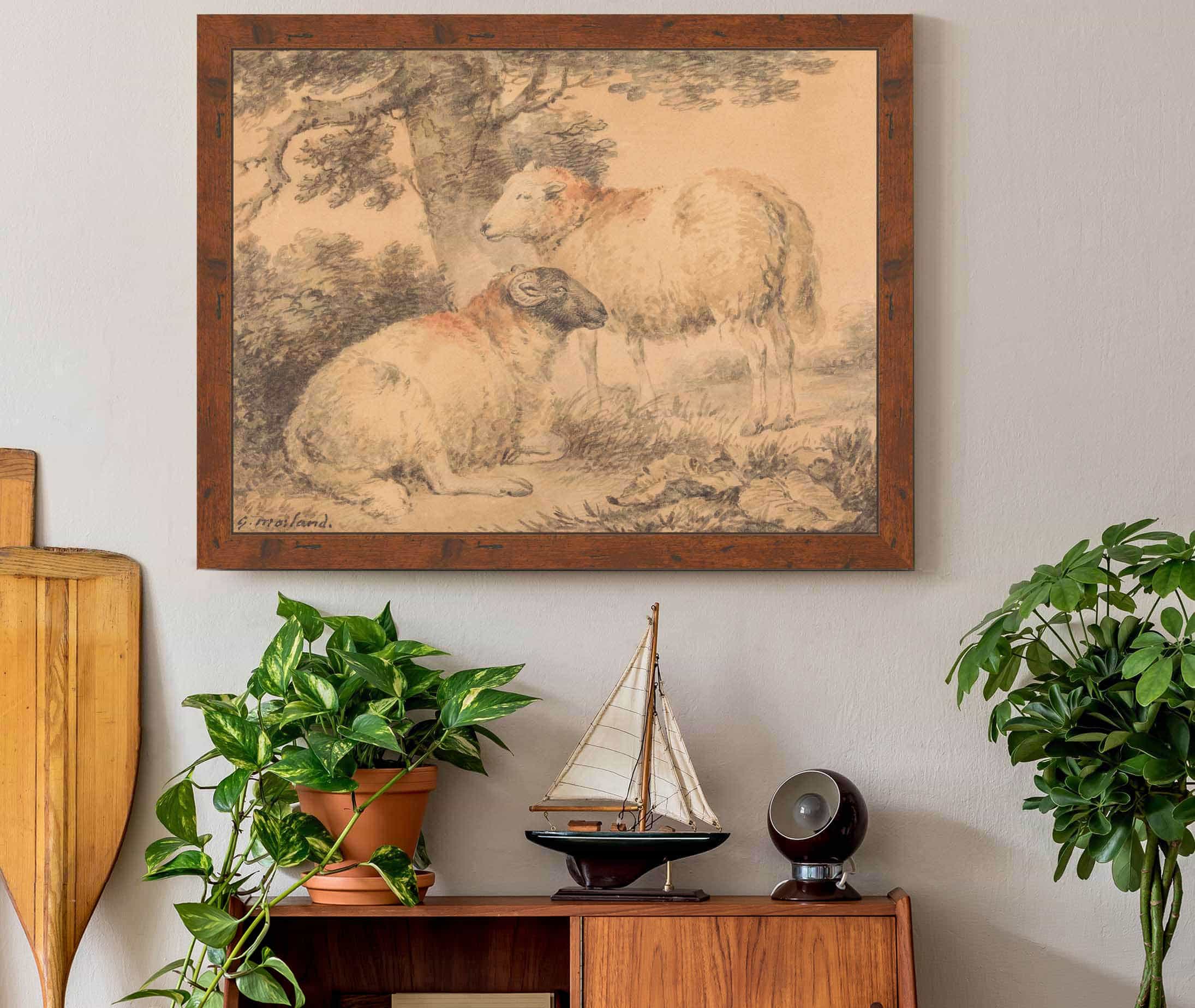 A Ram And Ewe In A Landscape by George Morland