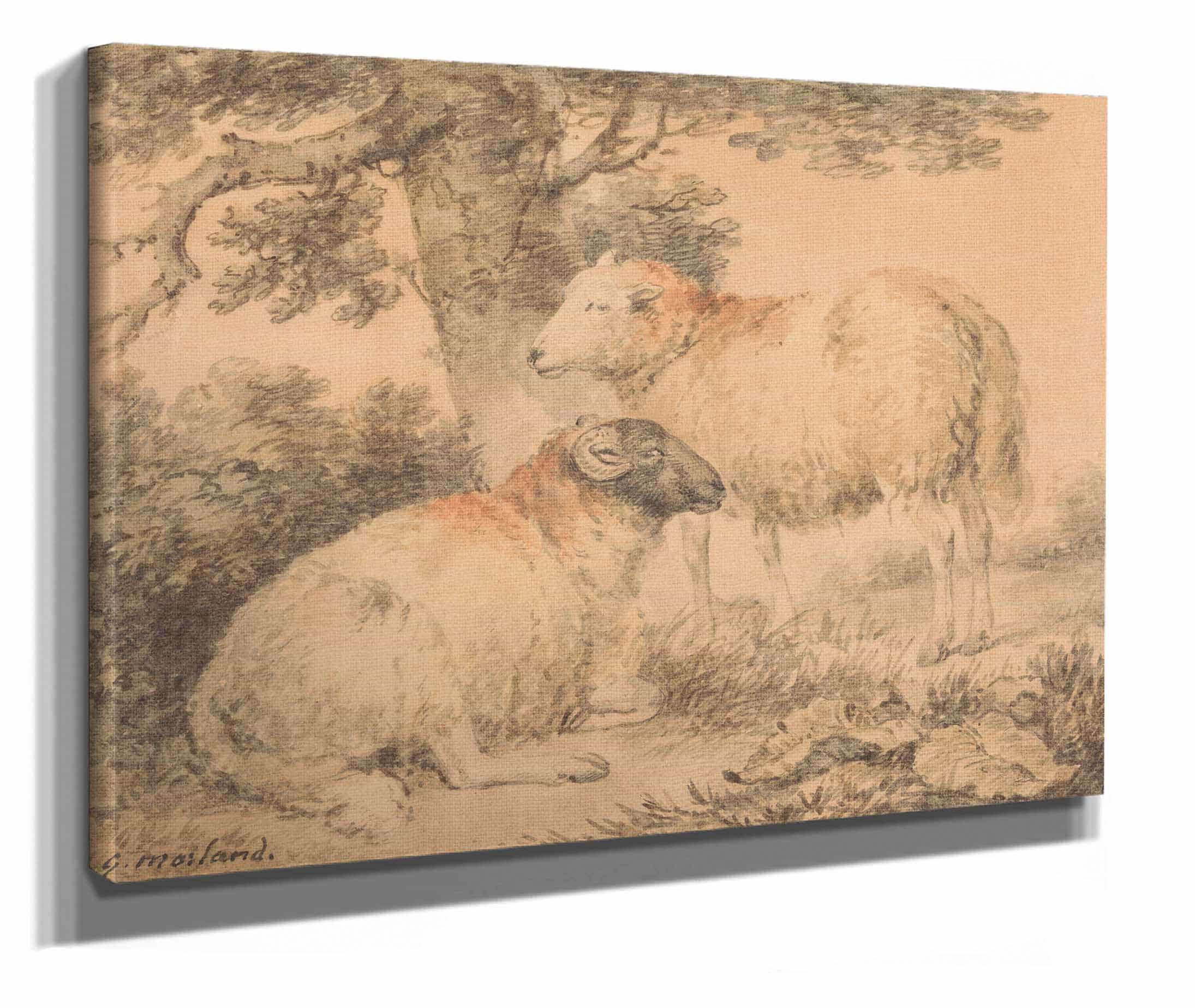 A Ram And Ewe In A Landscape by George Morland