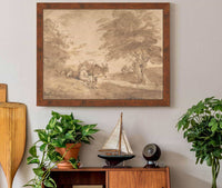 A Rest By The Way Open Landscape With Figures Donkey And Horses by Thomas Gainsborough