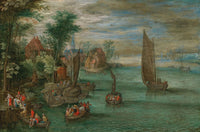 A River Landscape With Ferries And Sailing Boats by Jan Brueghel The Younger
