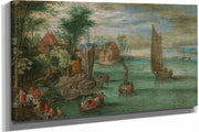 A River Landscape With Ferries And Sailing Boats by Jan Brueghel The Younger