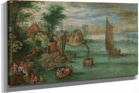 A River Landscape With Ferries And Sailing Boats by Jan Brueghel The Younger