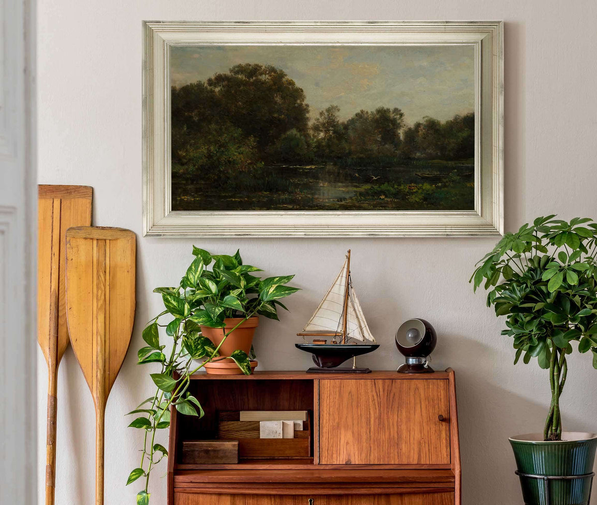 A River Landscape With Storks by Charles Francois Daubigny