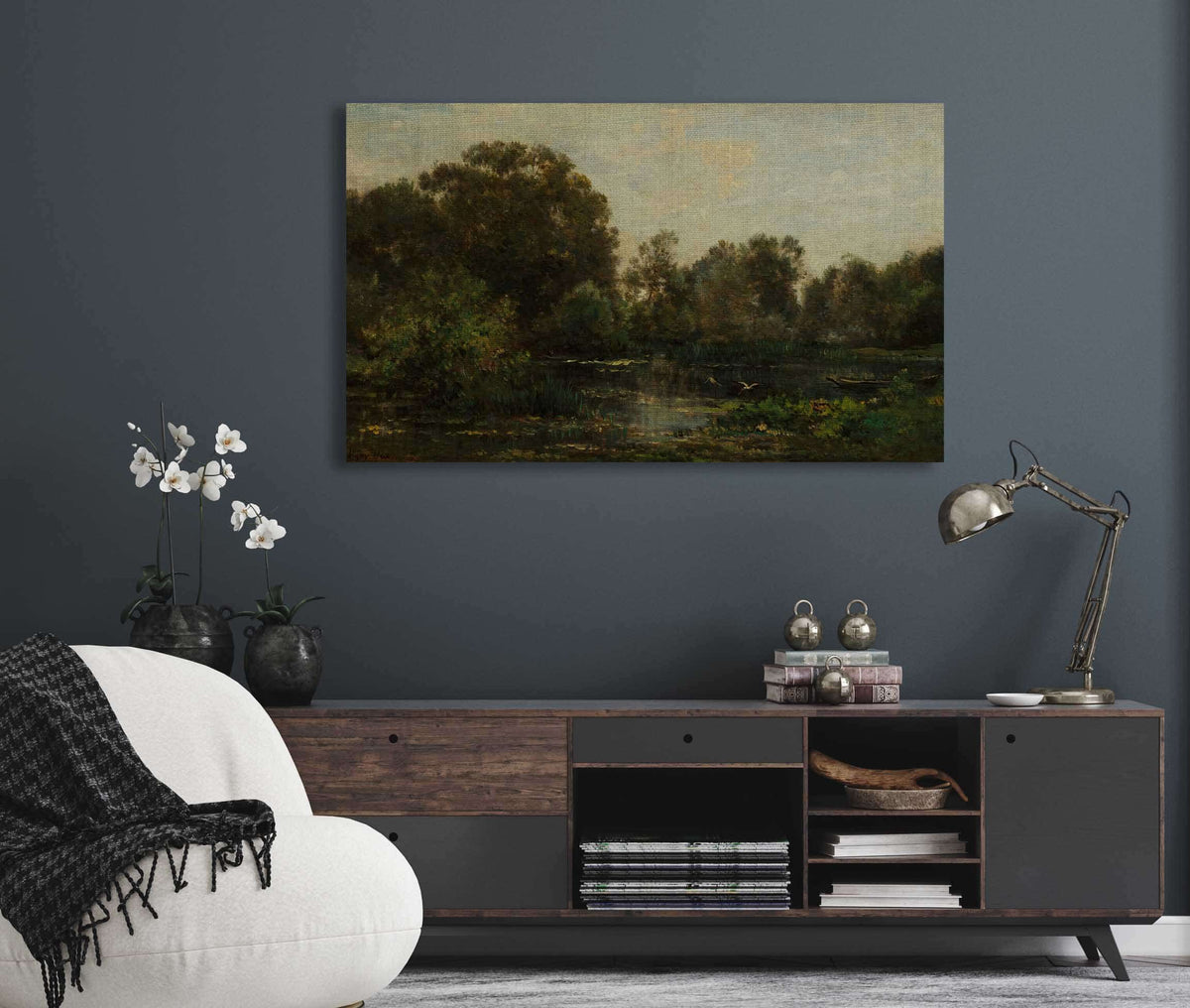 A River Landscape With Storks by Charles Francois Daubigny