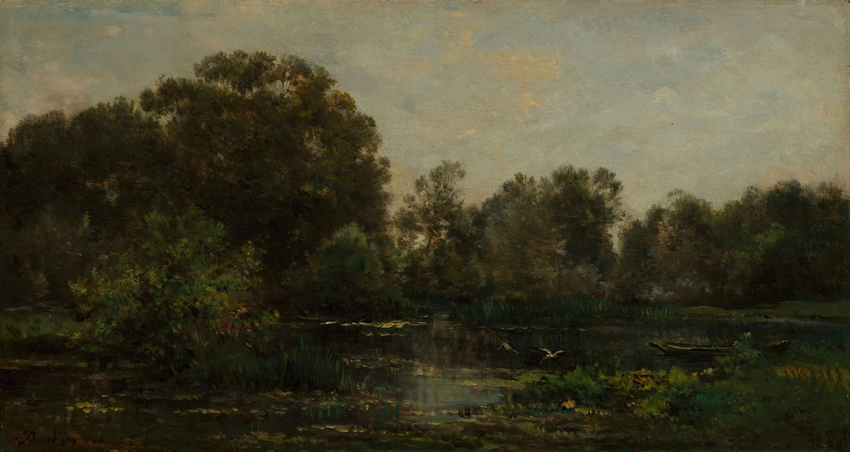 A River Landscape With Storks by Charles Francois Daubigny