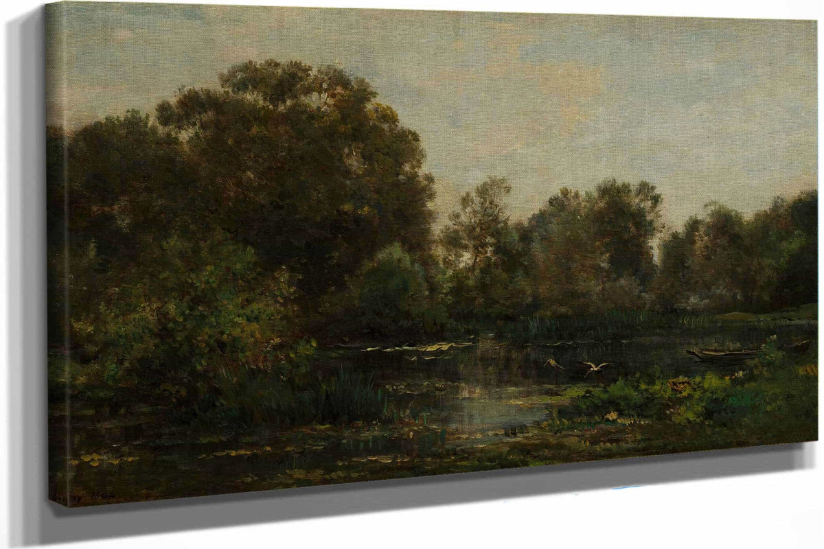 A River Landscape With Storks by Charles Francois Daubigny