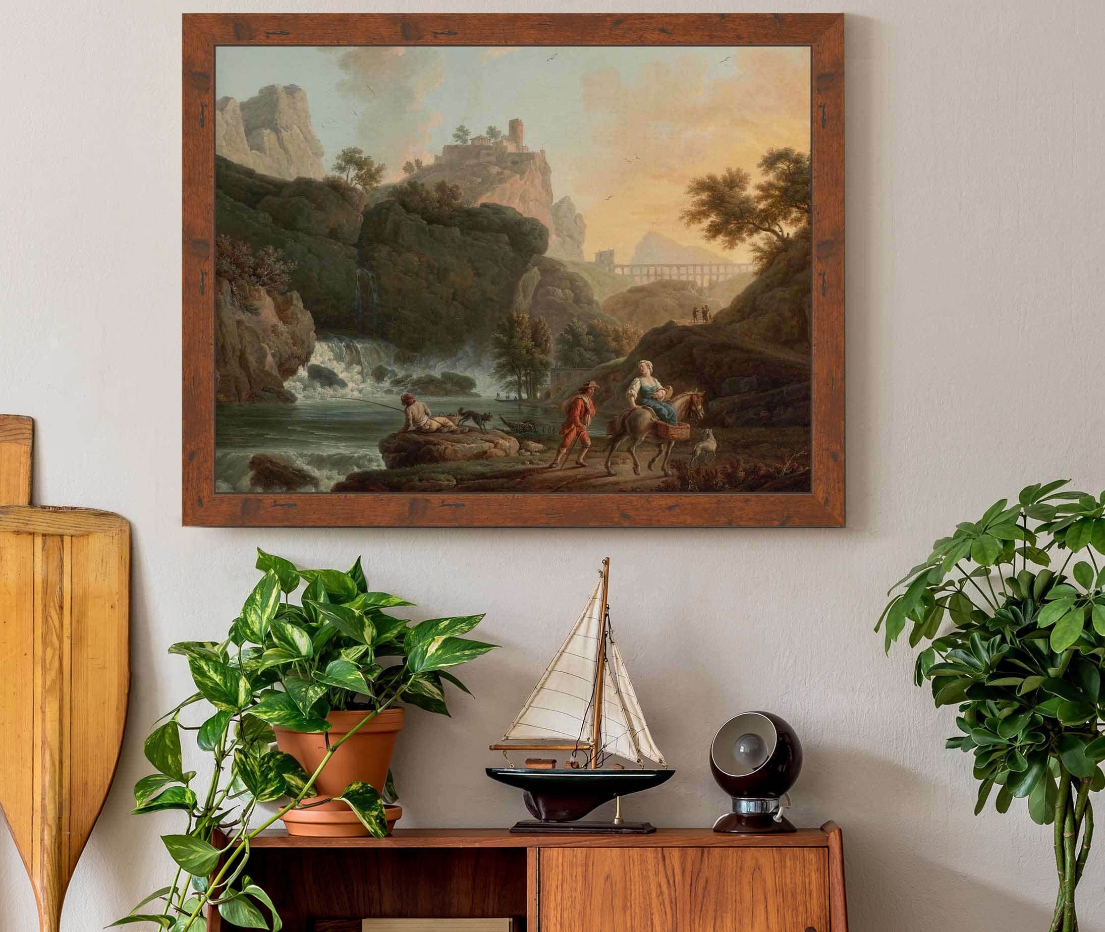 A Rocky Landscape With A Fisherman And Travellers In The Distance by Claude Joseph Vernet