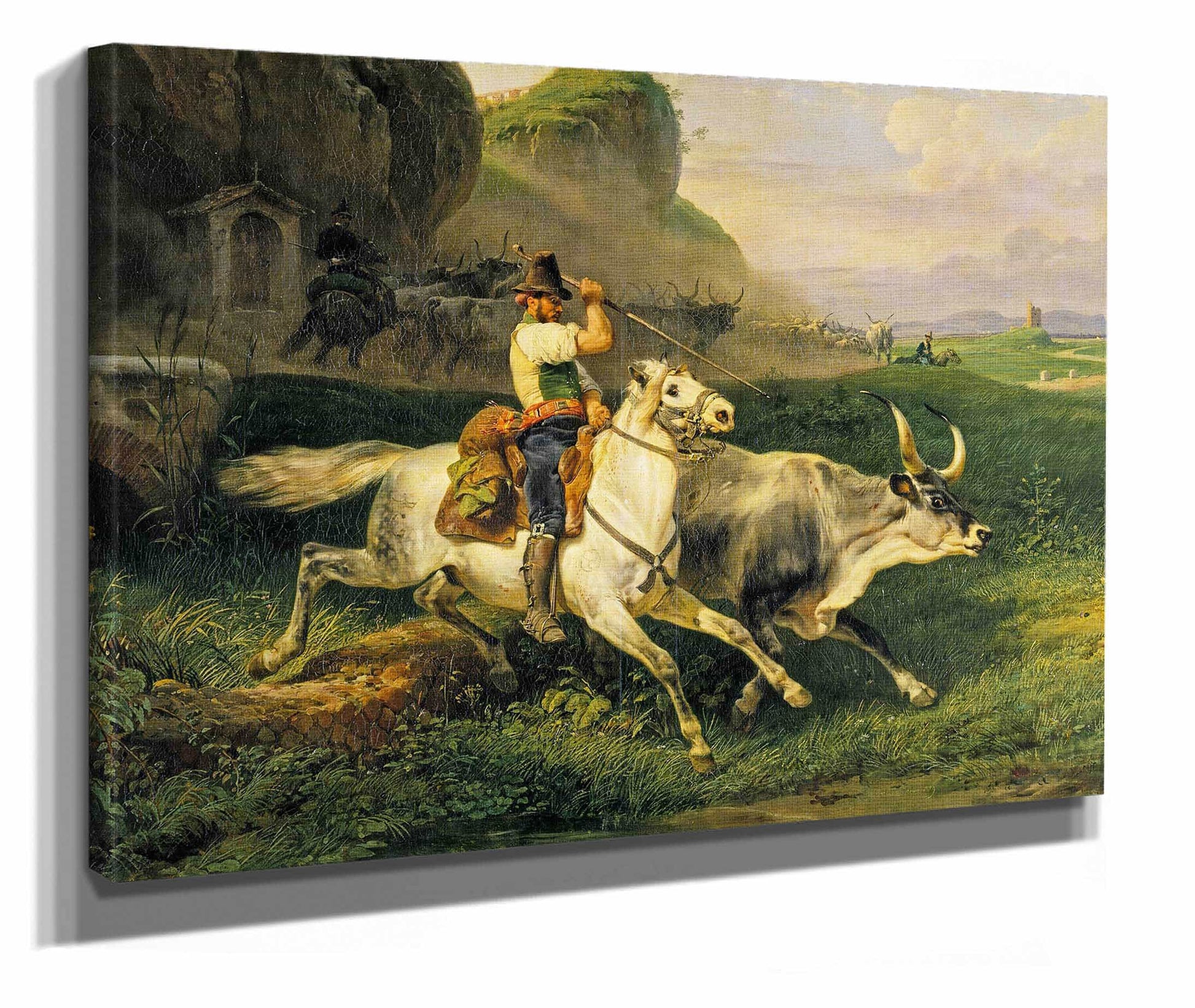 A Roman Herdsman Driving Cattle by Horace Vernet