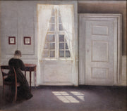 A Room In The Artists Home In Strandgade Copenhagen With The Artists Wife by Vilhelm Hammershoi