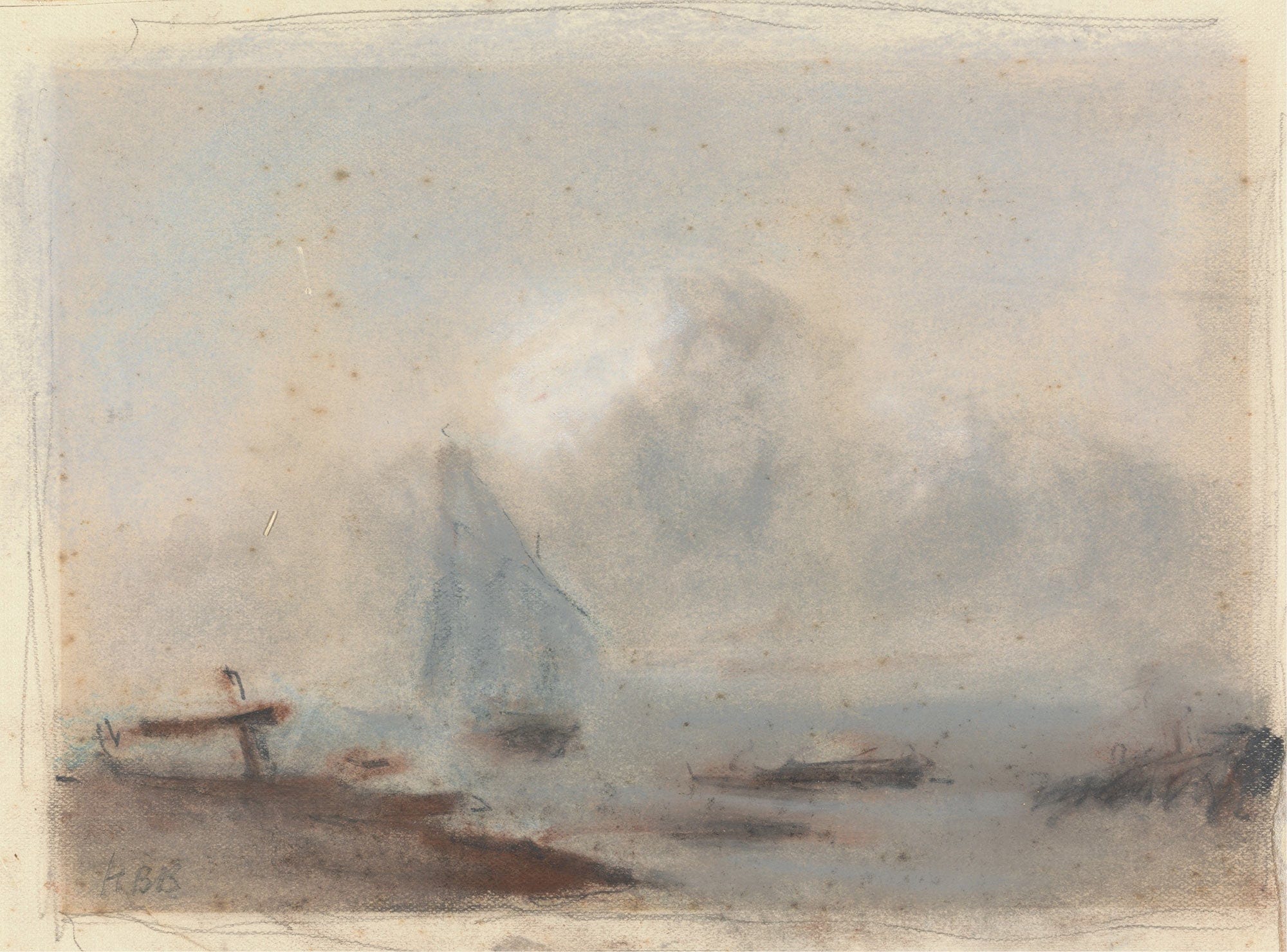 A Sailing Ship Near Shore by Hercules Brabazon Brabazon