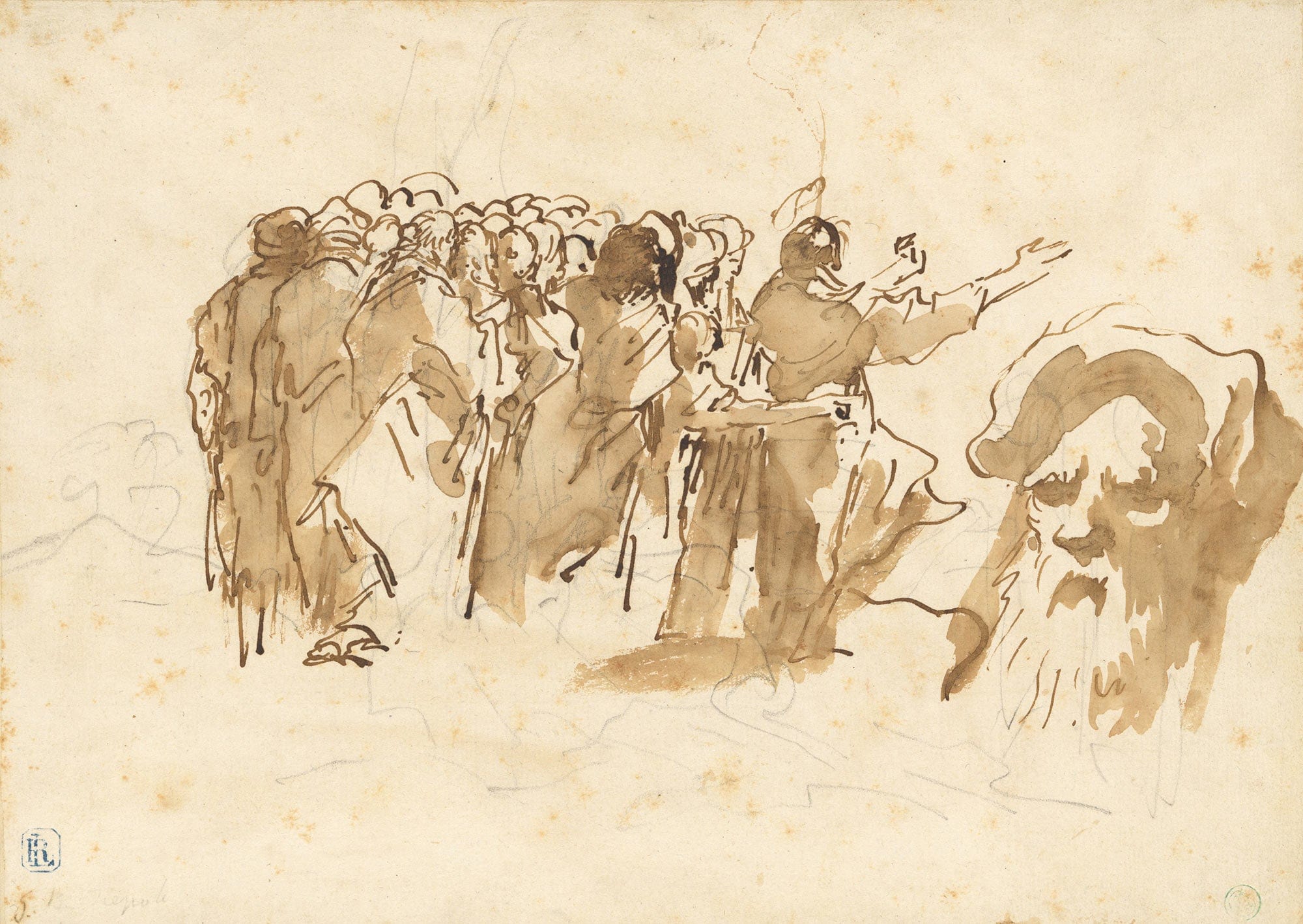 A Saint Preaching And The Head Of An Oriental by Giovanni Domenico Tiepolo