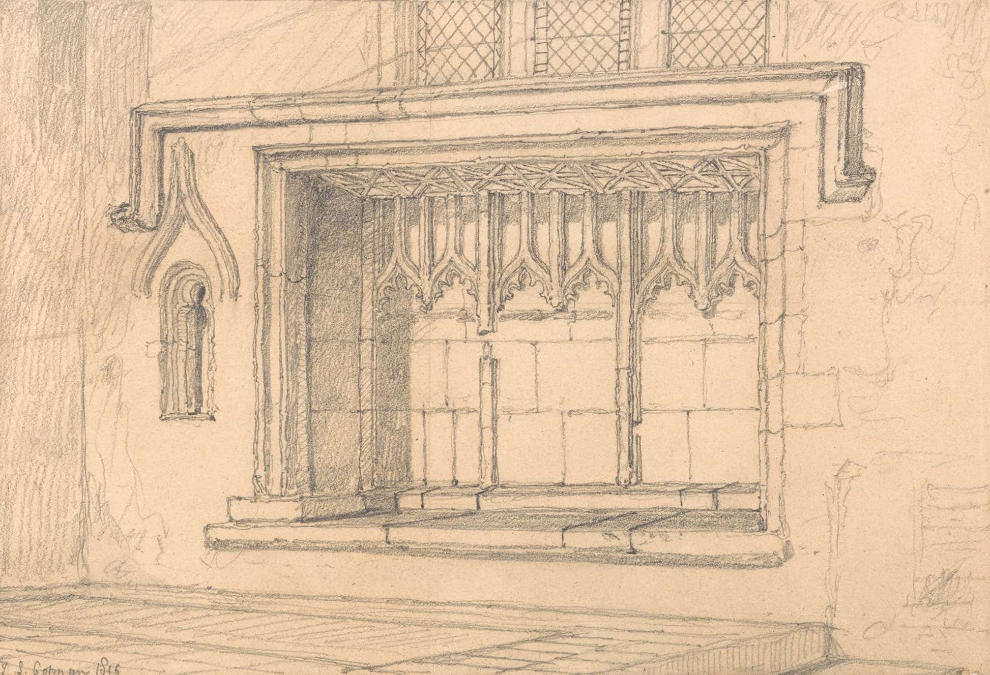 A Sedilia In Upwell Church Norfolk by John Sell Cotman