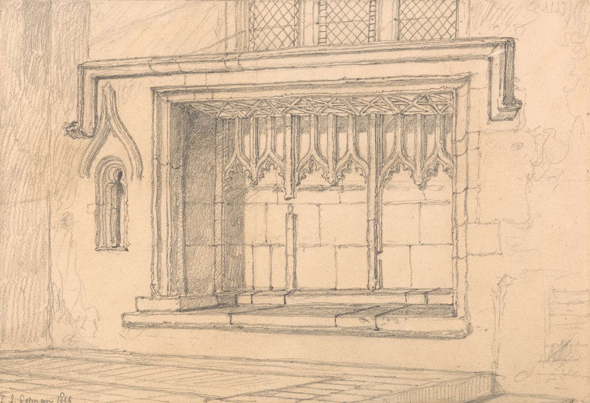 A Sedilia In Upwell Church Norfolk by John Sell Cotman