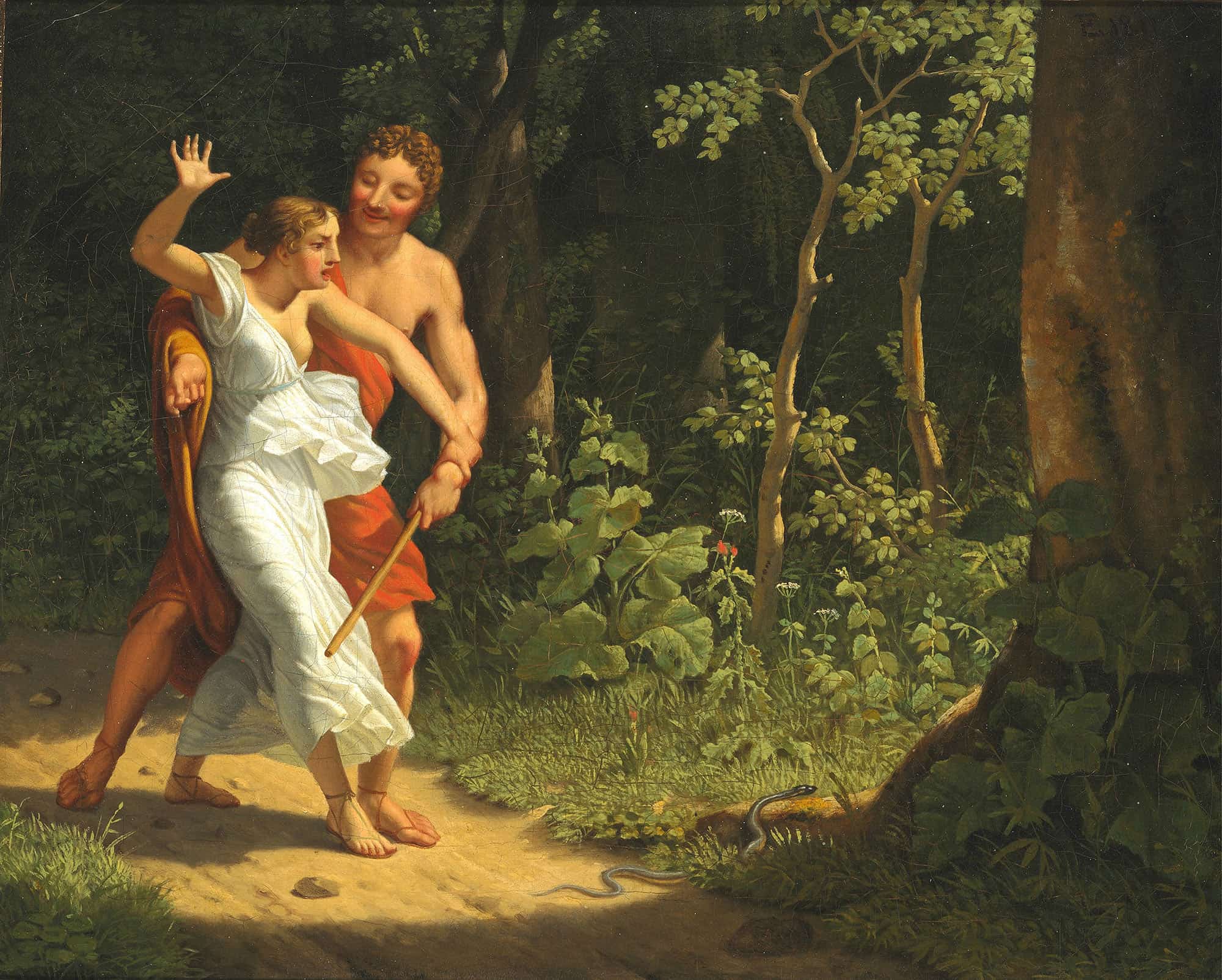 A Seduction Scene In A Forest by Christoffer Wilhelm Eckersberg