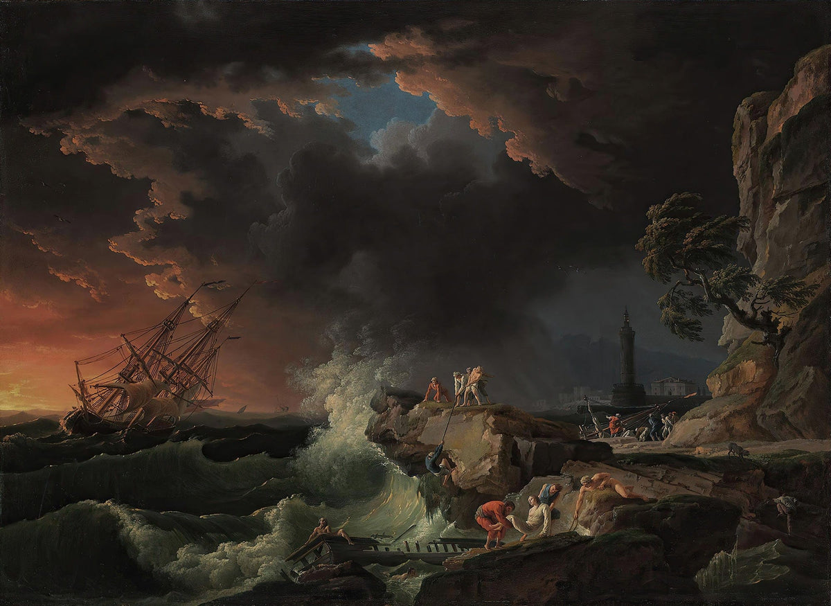 A Shipwreck With Figures Coming Ashore by Claude Joseph Vernet