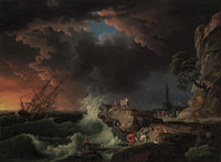 A Shipwreck With Figures Coming Ashore by Claude Joseph Vernet
