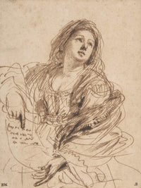 A Sibyl Holding A Scroll Study For The Cimmerian Sibyl by Guercino