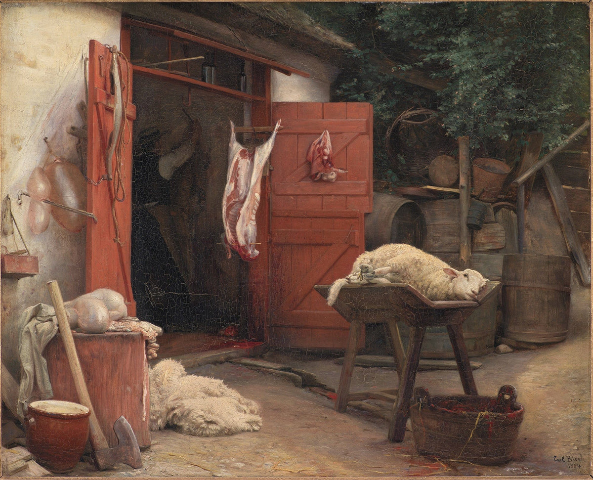 A Slaughterhouse In Hellebaek by Carl Bloch