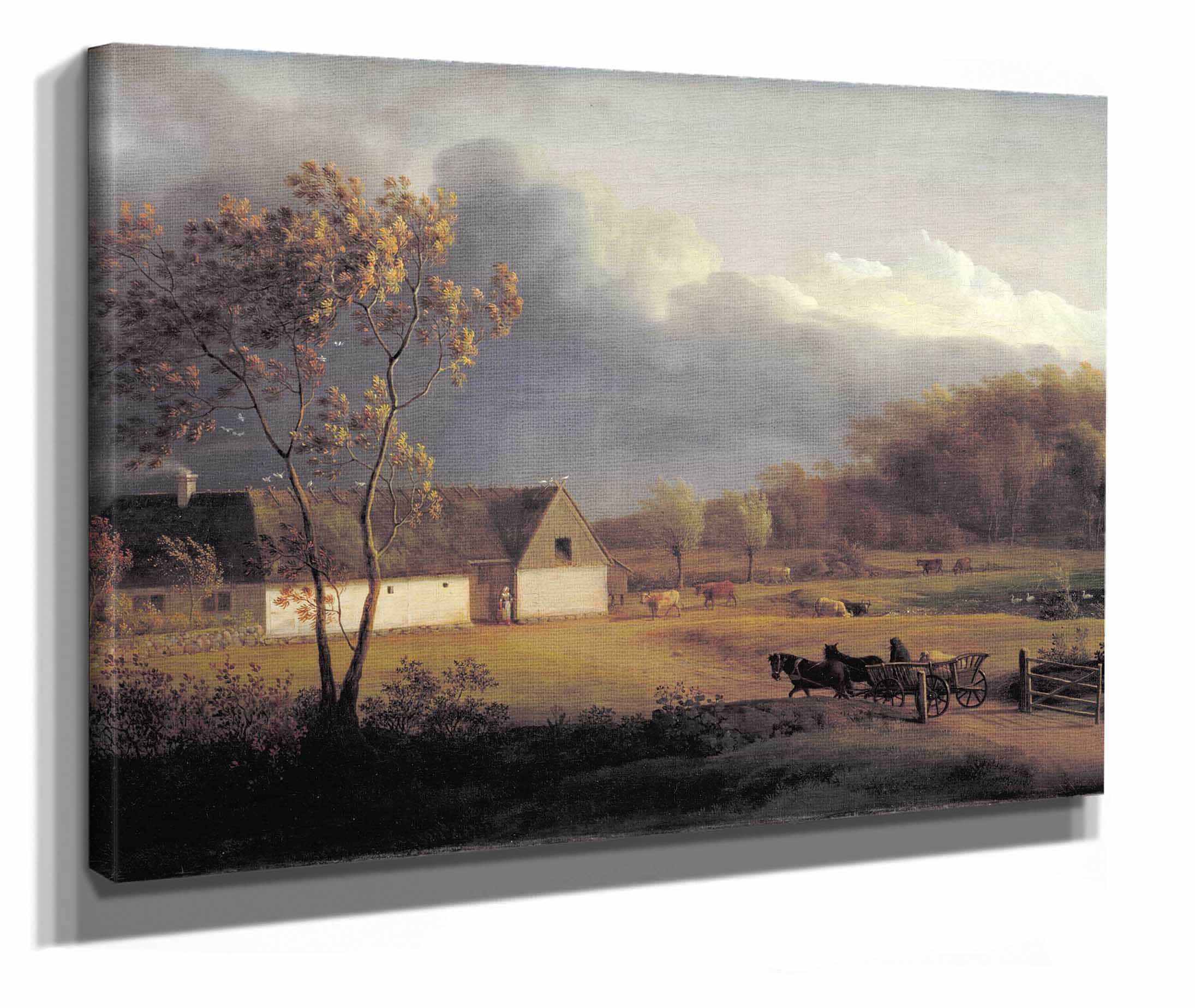 A Storm Brewing Behind A Farmhouse In Zealand by Jens Juel