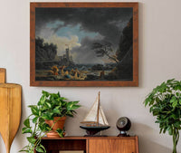 A Stormy Coastal Scene With Figures On A Beach Having By Klauber by Claude Joseph Vernet