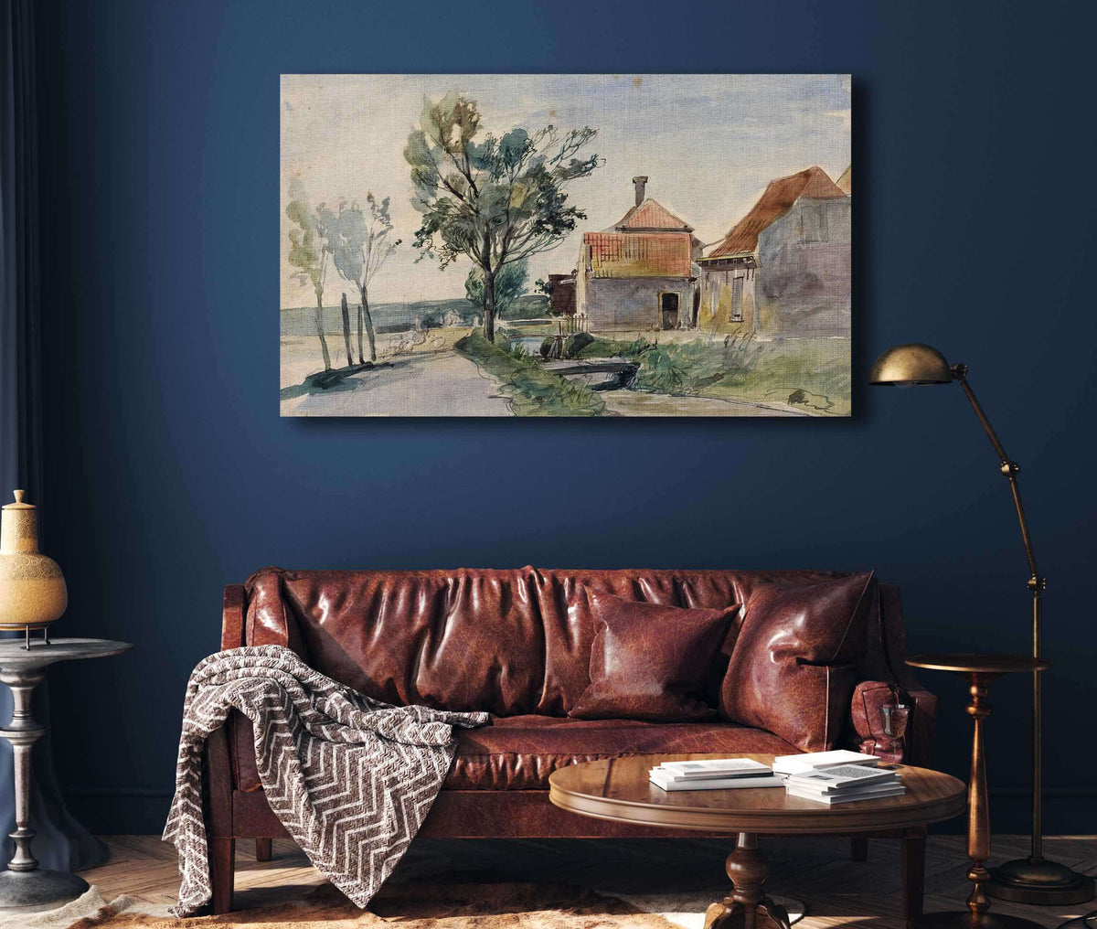 A Stream Running Between Houses And A Road by Johan Barthold Jongkind