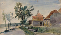 A Stream Running Between Houses And A Road by Johan Barthold Jongkind