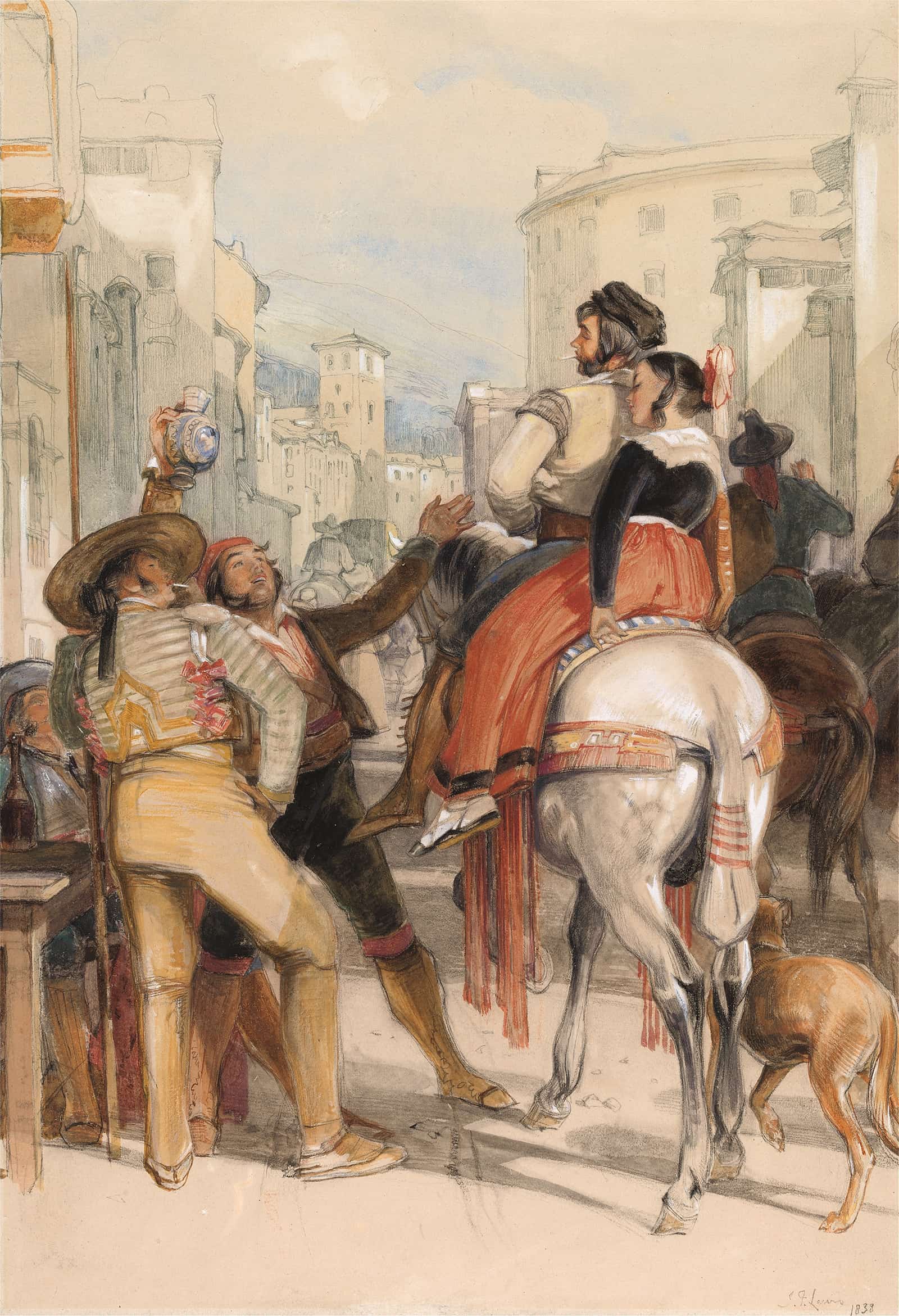 A Street Scene In Granada On The Day Of The Bullfight by John Frederick Lewis