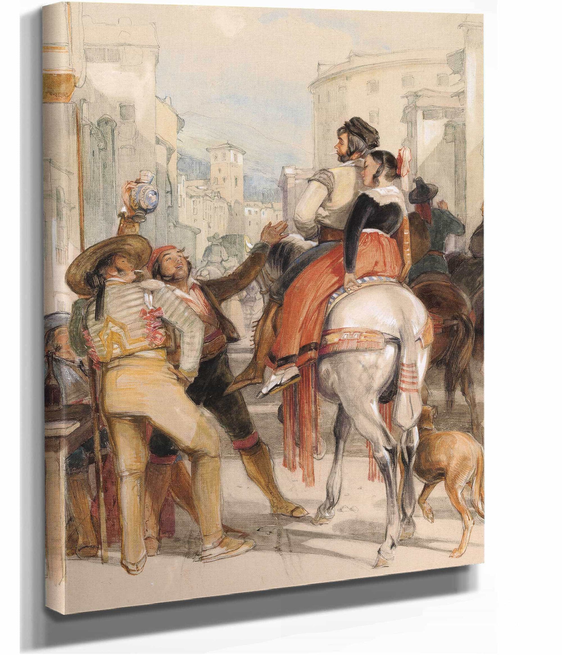 A Street Scene In Granada On The Day Of The Bullfight by John Frederick Lewis