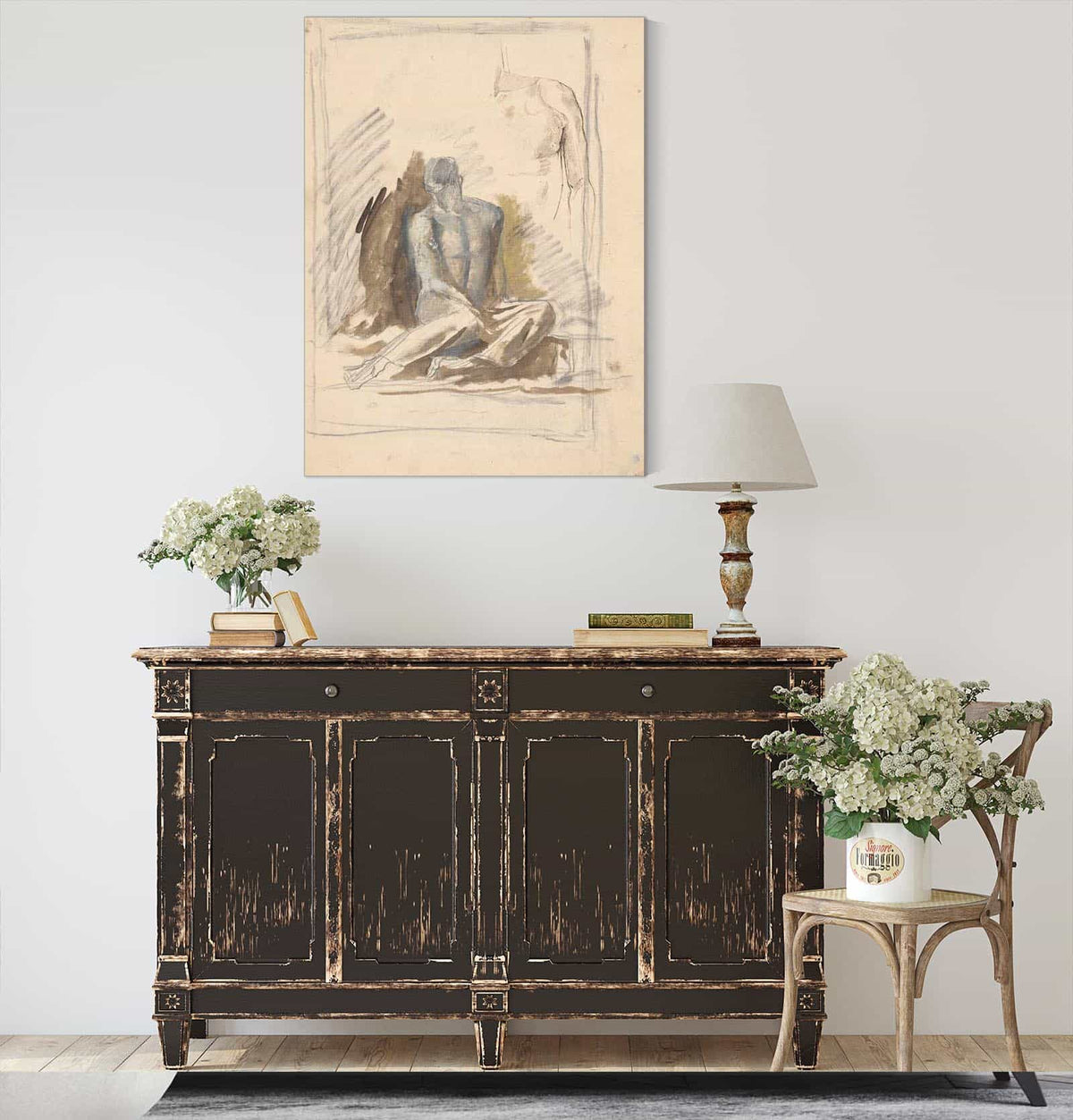 A Study Of A Seated Figure Of A Man   by Ladislav Mednyanszky