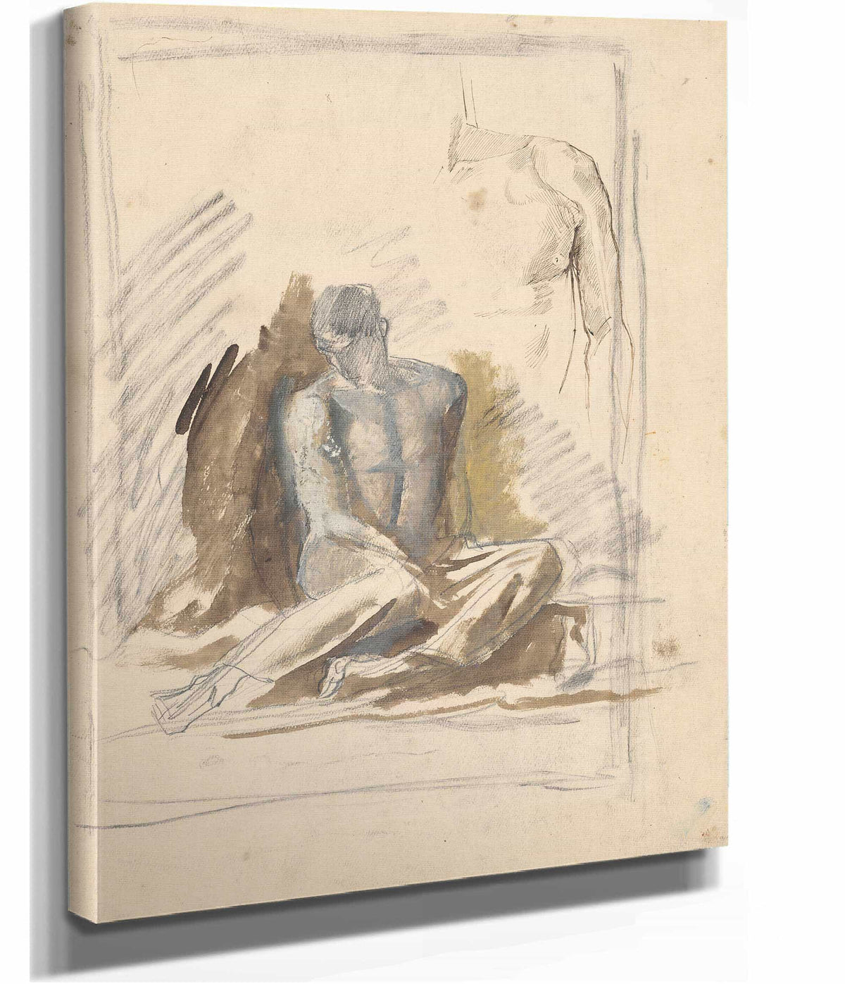 A Study Of A Seated Figure Of A Man   by Ladislav Mednyanszky